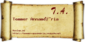 Temmer Annamária névjegykártya
